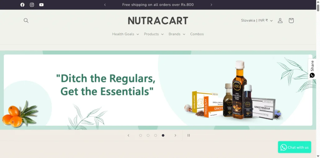 NutraCart website