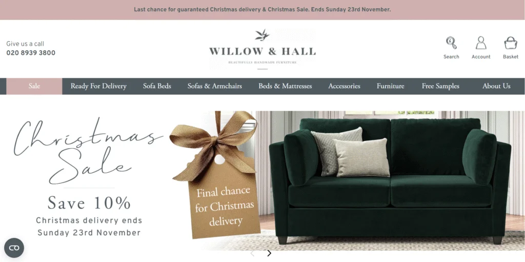 Willow & Hall website